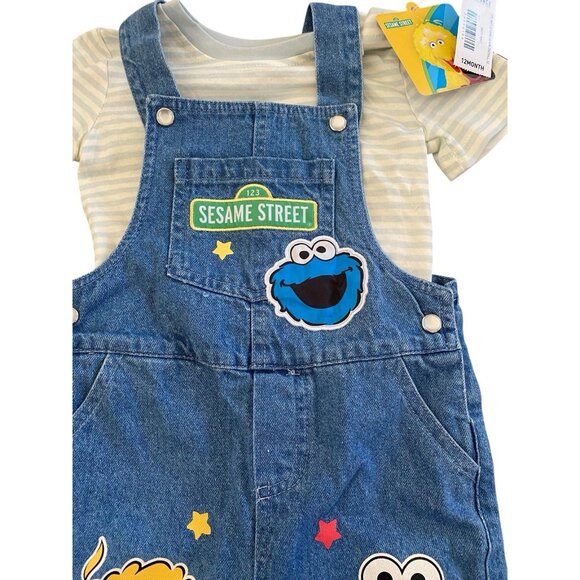 Sesame Street Characters Y2K Infant Overalls & T-Shirt Set 12mos New - Picture 5 of 5